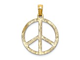 14k Yellow Gold Hammered Peace Sign Pendant