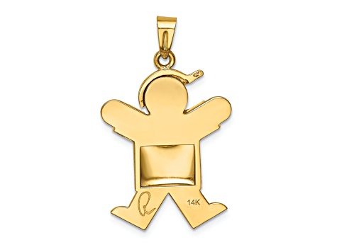 14k Yellow Gold Satin Puffed Boy with Hat on Right Charm