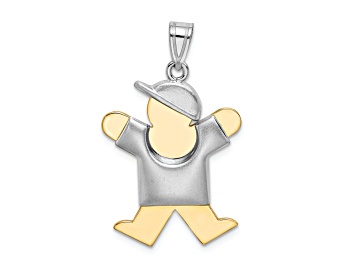Picture of 14k Yellow Gold and 14k White Gold Satin Puffed Boy with Hat on Right Charm