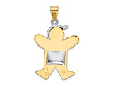 14k Yellow Gold and 14k White Gold Satin Puffed Boy with Hat on Right Charm