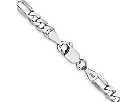 14K White Gold 4mm Flat Figaro Chain Necklace