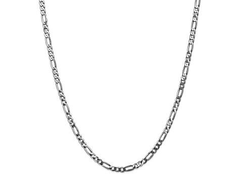 14K White Gold 4mm Flat Figaro Chain Necklace