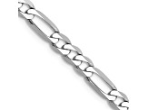 14K White Gold 4mm Flat Figaro Chain Necklace