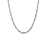 14K White Gold 4mm Flat Figaro Chain Necklace