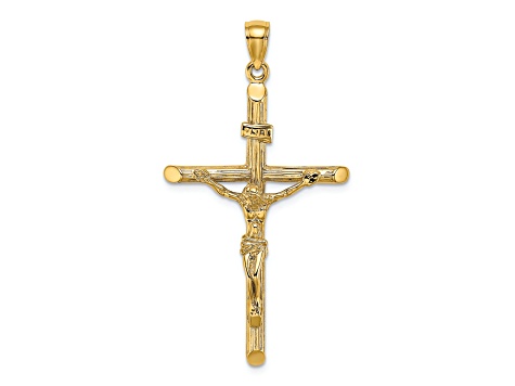 14K Yellow Gold Textured Crucifix Charm