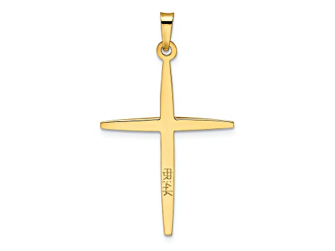 14k Yellow Gold and 14k White Gold Solid Polished Double Cross Pendant