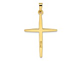 14k Yellow Gold and 14k White Gold Solid Polished Double Cross Pendant