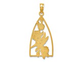 14k Yellow Gold with Enamel Hummingbird and Flowers Charm