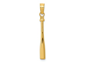 14k Yellow Gold 3D Textured Baseball Bat Pendant