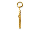 14k Yellow Gold Polished, Satin and Diamond-Cut Key Pendant