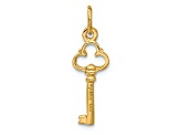 14k Yellow Gold Polished, Satin and Diamond-Cut Key Pendant