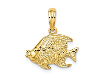 Picture of 14k Yellow Gold Polished Textured Fish Charm