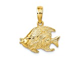 14k Yellow Gold Polished Textured Fish Charm
