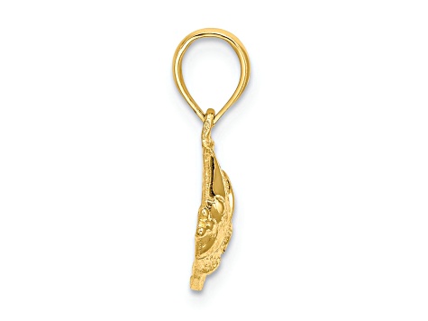 14k Yellow Gold Polished Textured Fish Charm