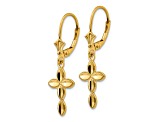 14k Yellow Gold Diamond-Cut Cross Dangle Earrings