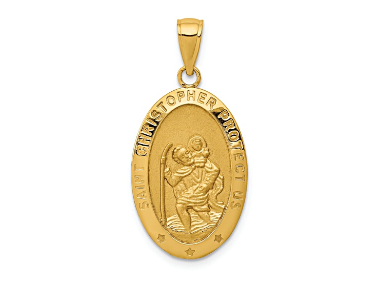 14K Yellow Gold Saint Christopher Medal Pendant