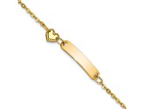 14K Yellow Gold Polished ID with Heart Childrens Bracelet