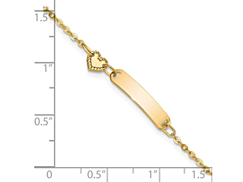 14K Yellow Gold Polished ID with Heart Childrens Bracelet