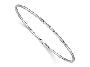 Rhodium Over 14k White Gold 2mm Diamond-Cut Slip-On Bangle