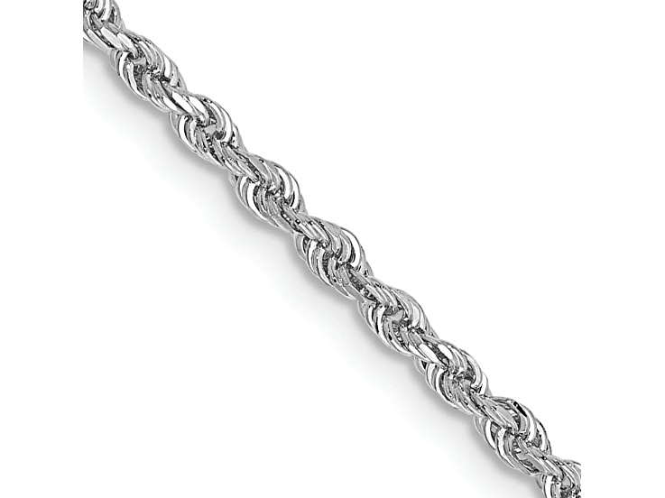Rhodium Over 14k White Gold 2mm Solid Diamond-cut Quadruple Rope 30 Inch Chain