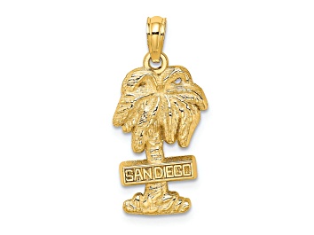 Picture of 14k Yellow Gold Textured SAN DIEGO Palm Tree Charm