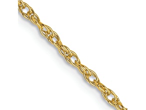 18K Yellow Gold 1.3mm Solid Baby Rope 16 Inch Chain