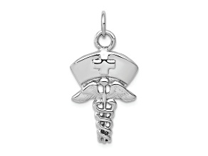 Rhodium Over 14k White Gold Nurse Symbol Charm