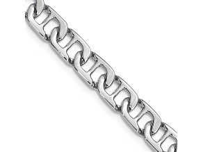 Rhodium Over 14k White Gold 6.5mm Hand-polished Fancy Mariner Link Bracelet