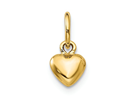 14k Yellow Gold Polished 3D Puffed Heart Charm