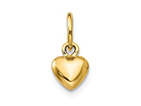 14k Yellow Gold Polished 3D Puffed Heart Charm