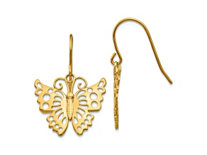 14k Yellow Gold Butterfly Dangle Earrings