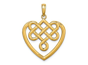 Picture of 14K Yellow Gold Large Celtic Knot Heart Charm