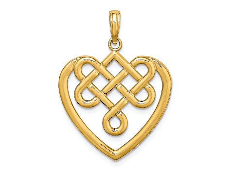 14K Yellow Gold Large Celtic Knot Heart Charm