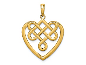 14K Yellow Gold Large Celtic Knot Heart Charm