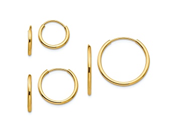 Picture of 14K Yellow Gold Polished Endless Hoop 3 Pair Earring Set