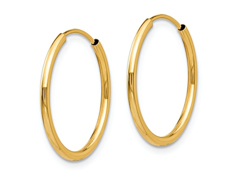14K Yellow Gold Polished Endless Hoop 3 Pair Earring Set