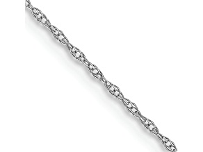 Rhodium Over 14k White Gold 0.6mm Solid Cable 13 Inch Chain