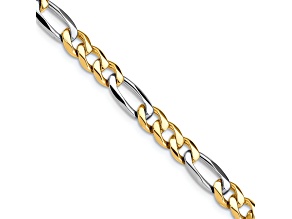 10k Yellow Gold and 10k White Gold 5.8mm Hand Polished Fancy Figaro Link Bracelet