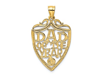 Picture of 14k Yellow Gold Textured Dad of The Year Plaque pendant