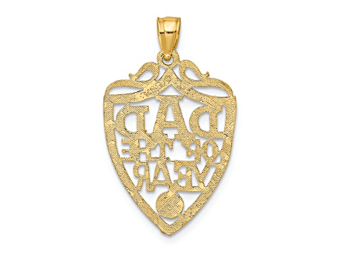 14k Yellow Gold Textured Dad of The Year Plaque pendant