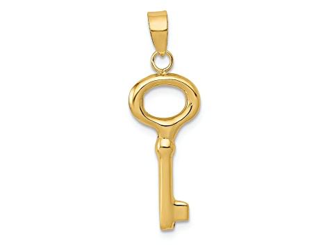 14k Yellow Gold 3D Polished Key Pendant