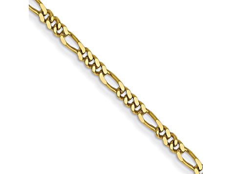 10k Yellow Gold 1.25mm Solid Flat Figaro Pendant 18 Inch Chain