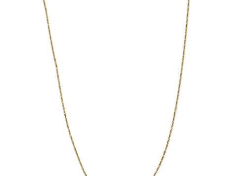 10k Yellow Gold 1.25mm Solid Flat Figaro Pendant 20 Inch Chain