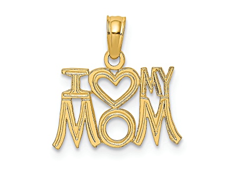 14k Yellow Gold Textured I LOVE (HEART) MY MOM Charm - 18GQQA | JTV