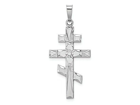 Rhodium Over 14K White Gold Eastern Orthodox Cross Pendant