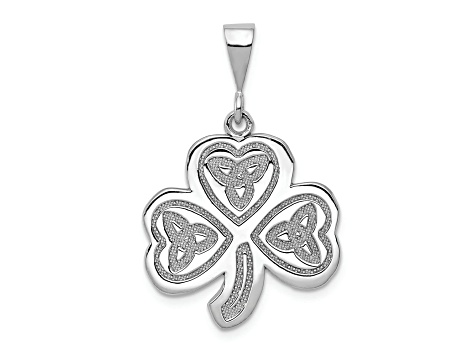 Rhodium Over 14K White Gold Trinity Clover Pendant