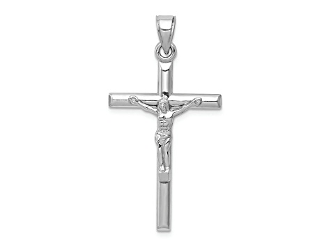 Rhodium Over 14K White Gold Crucifix Pendant