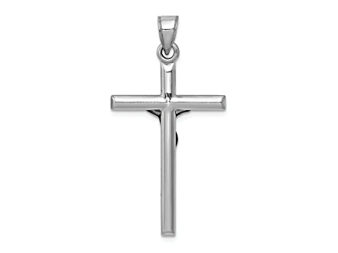 Rhodium Over 14K White Gold Crucifix Pendant