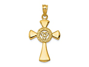 14k Yellow Gold Textured Celtic Cross Pendant