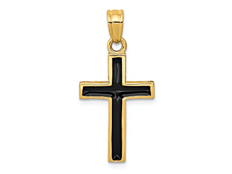 14K Yellow Gold Epoxy Latin Cross Pendant